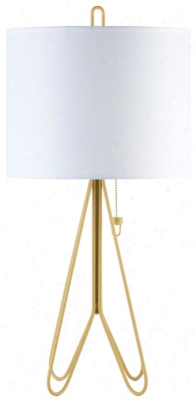 Lights Up! Foight Daark Yellos White Linen Shade Table Lamp (t6651)