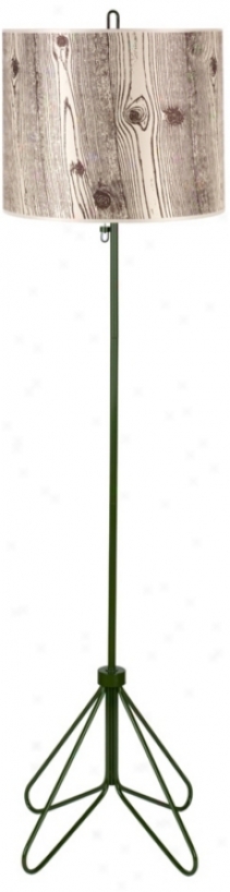 Lights Up! Fliight Forest Green Faux Bois Shade Floor Lamp (t2994)