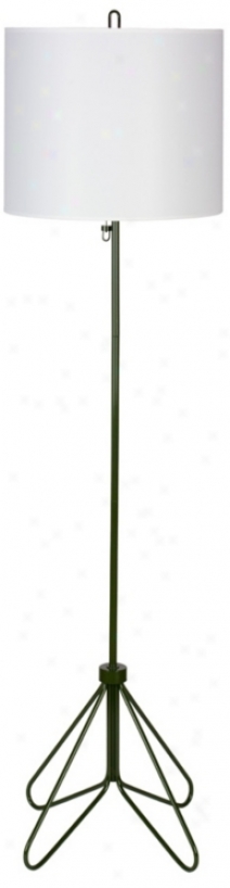 Lights Up! Flight Forest Green White Linen Shade Floor Lamp (t29888)