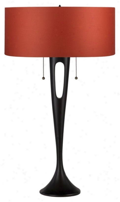 Lights Up! French Mod Bronze Red Chintz Shade Table Lamp (99052)