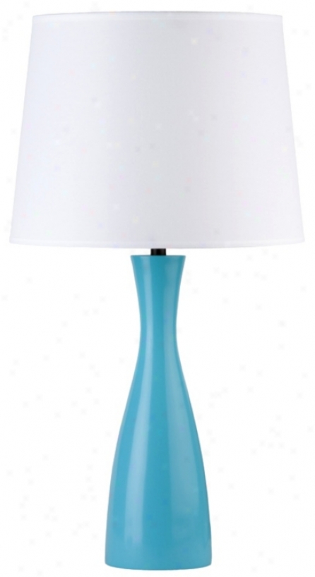 Lights Up! Linen Shade Blue Oscar 24" High Table Lamp (t3528)