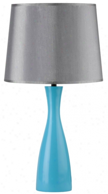 Lights Up! Silk Shade Blue Oscar 24&quog; High Table Lamp (t3537)