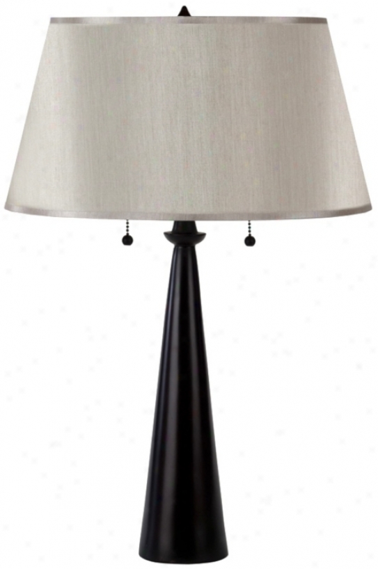 Lights Up! Silk Shade Nikki Antique Bronze Table Lamp (t5206)