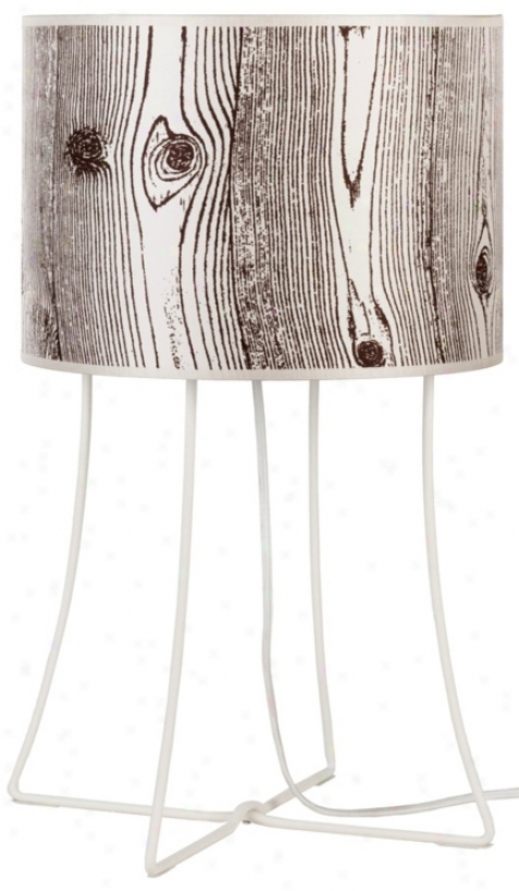 Lights Up! Virgil Whitee Base Faux Bois Shade Tablle Lamp (t6658)