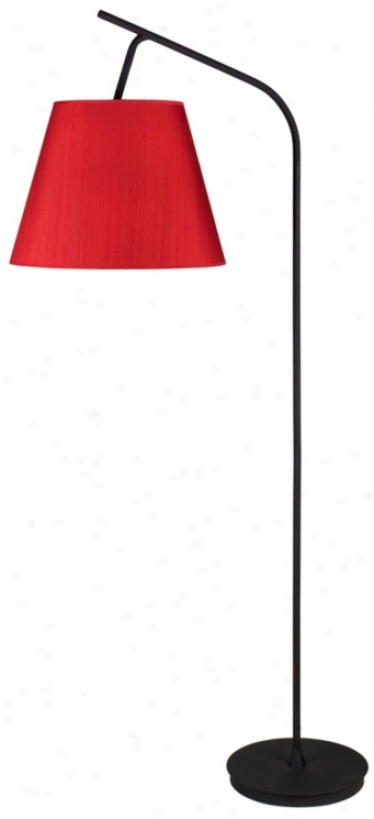 Lights Up! Walker Red Dupioni Silk Shade Floor Lamp (t2970)