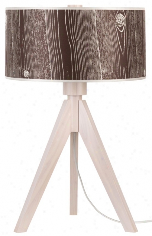 Lights Up! Woody Pickled Ignorance Faux Bois Shade Table Lamp (t6221)