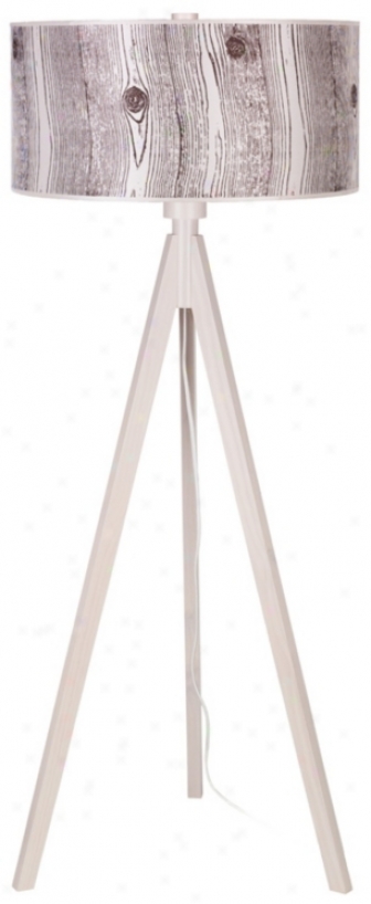 Lights Up! Woody Pickled Faux Bois Shade Floor Lamp (t2981)