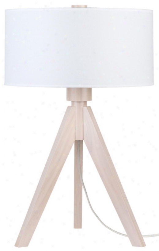 Lights Up! Woody Pickled White Linen Shade Table Lamp (t6222)