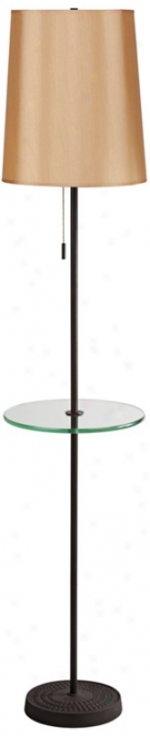 Lights Up! Zoe Gold Silk Glow Floor Lamp With Tray (w5952)