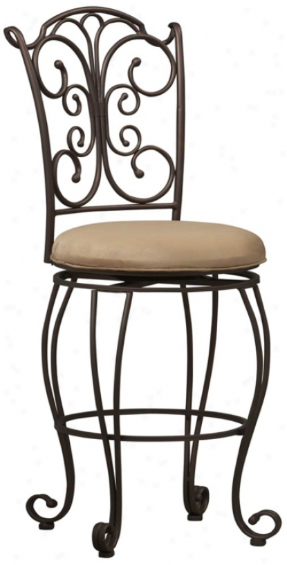 Linon Swivel Seat Gathered Back 24" Counter Stool (m9571)