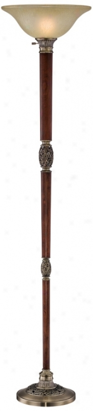 Lite Source Keyshawn Dark Walnut Torchiere Floor Lamp (v1170)