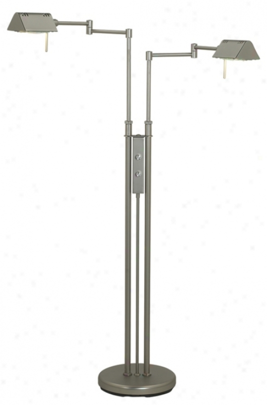 Litd Source Satin Steel Double Arm Pharmacy Floor Lamp (89452)