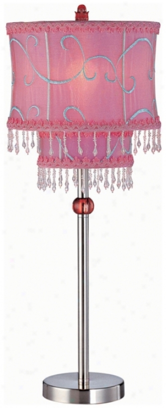 Lite Source Twin Tier Beaded Stab Raspberry Table Lamp (g2409)