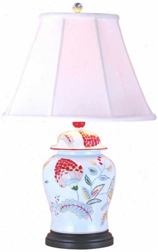 Lotus Prime Porcelain Temple Jar Table Lamp (g6983)