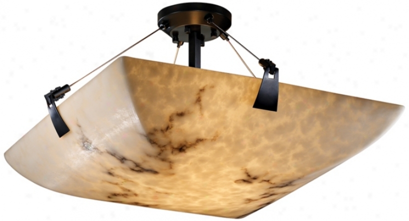 Lumenaria Faux Alabaster 18" Wide Semiflush Ceiling Light (k5308)