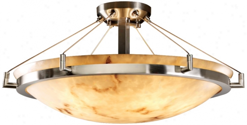 Lumenaria Nickel Faux Alabaster 26 1/2" Wide Ceiling Light (k5304)