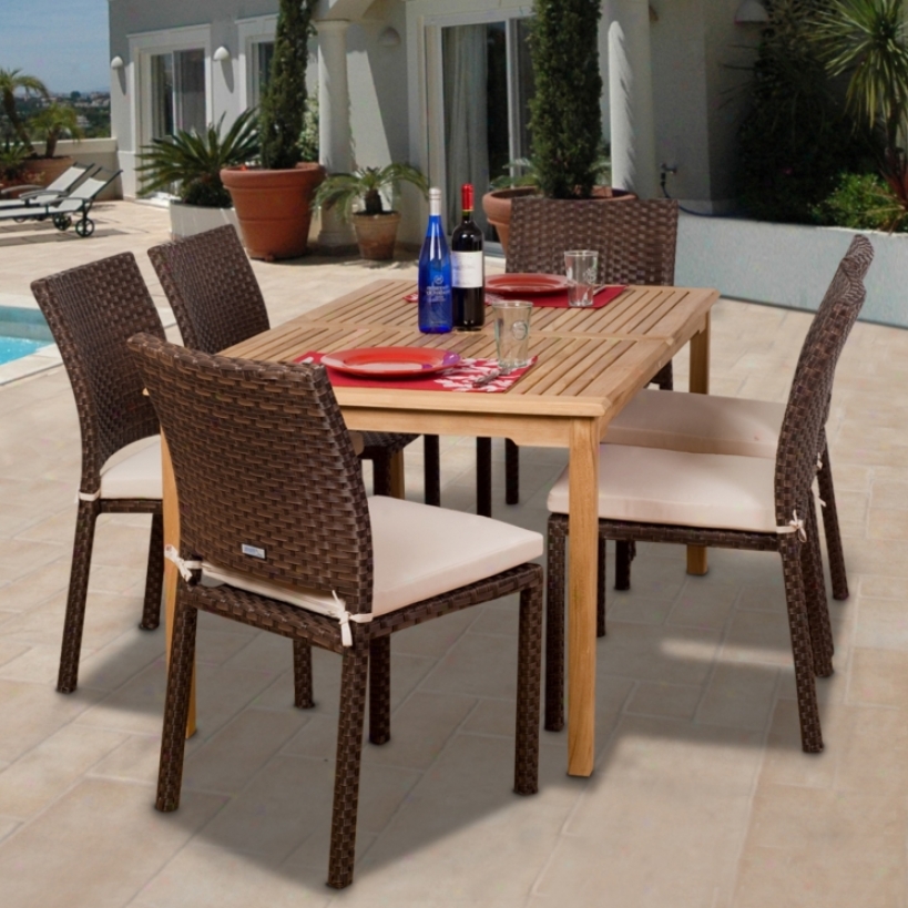 Luxemburg Collection Teak And Wicker Dining Set (x5334)