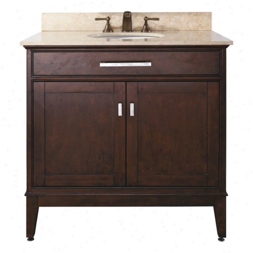 Madison Light Espresso 36" Wide Marble Top Sink Vanity (r6951)