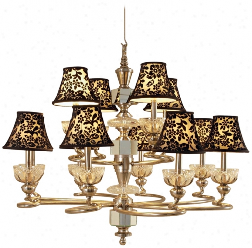 Maitland-smith Velvet Shade Hand-cut Crystal Chandelier (k0069)