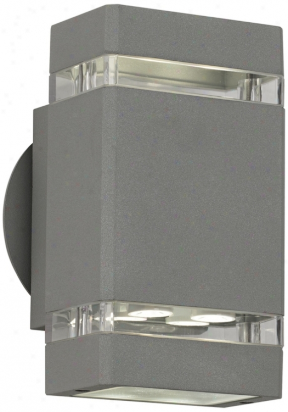 Matte Silver Gray-haired 8" High Led Up/down Outdoor Wall Light (r7824)