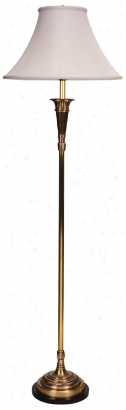 Matthias Beige Shade Antique Brass Floor Lamp (h0290)