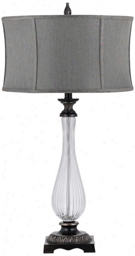 Mellen Antique Bronze And Glass Table Lamp (w3041)