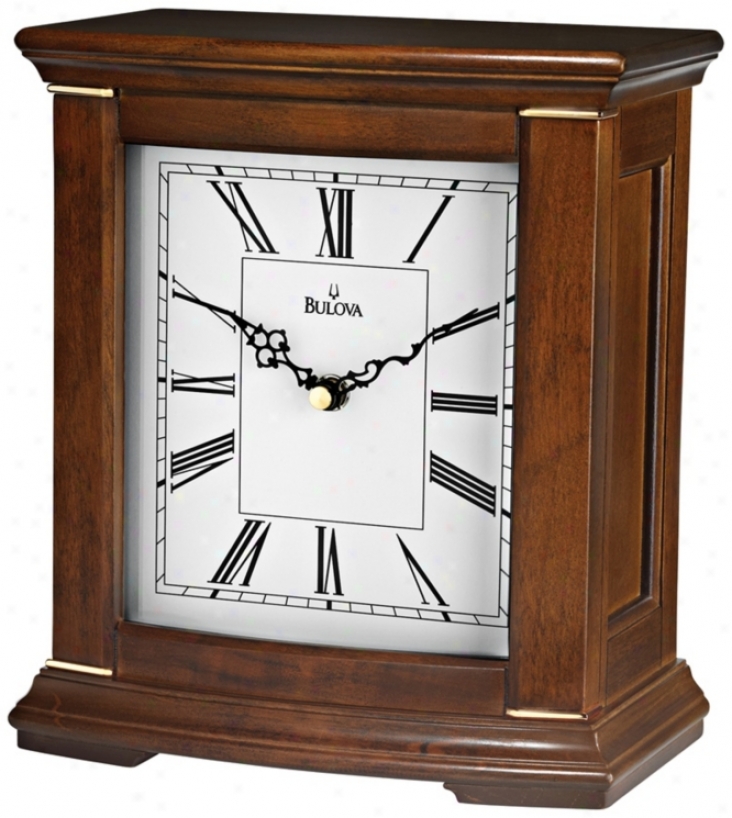 Melodia 9 1/4" High Walnut Finish Bulova Mantel Clock (v9805)