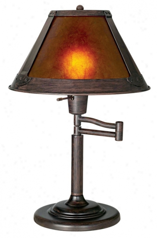 Mission Bronze With Mica Shade Swing Arm Table Lamp (52401)