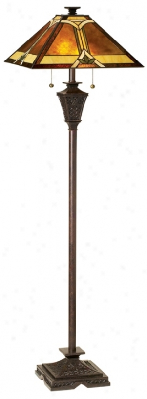 Mission Tiffany French Bronze Floor Lamp (45573)