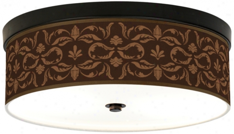 Mocha Flourish Linen Giclee Energy Efficient Ceiling Light (h8795-u1649)