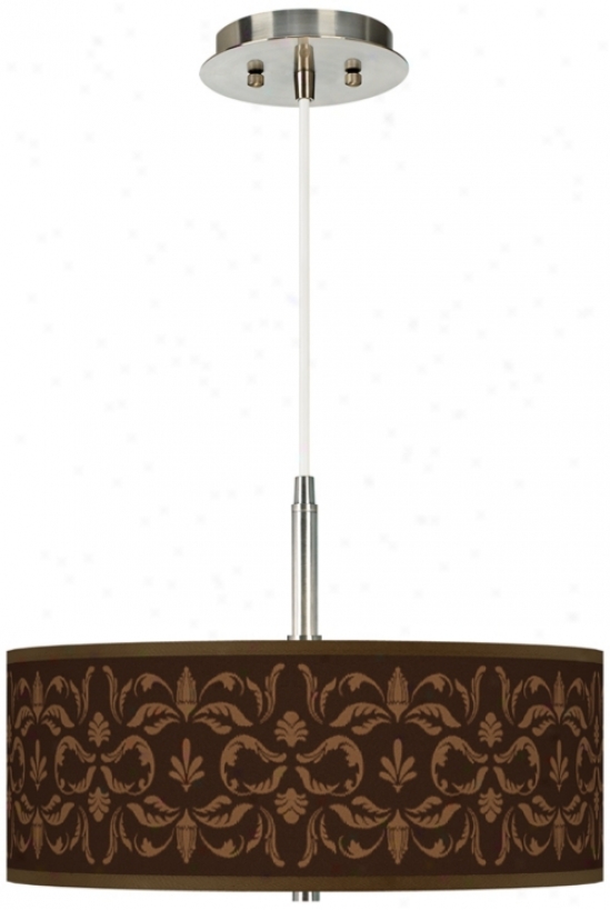 Mocha Flourish Linen Giclee Pendant Chandelier (g9447-u1613)