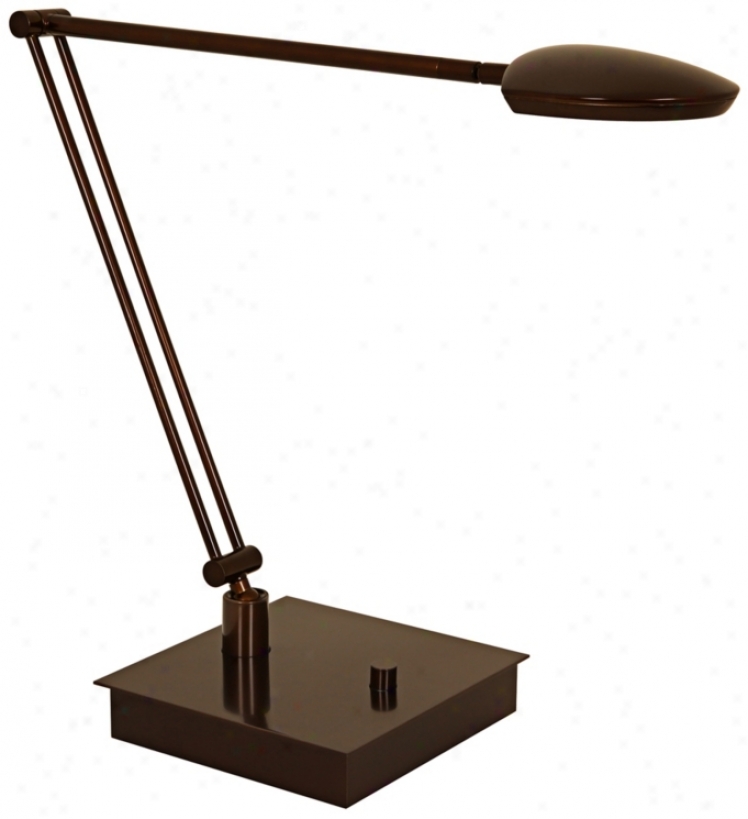 Mondoluz Pelle Angle Bronze Square Base Led Desk Lamp (v1567)