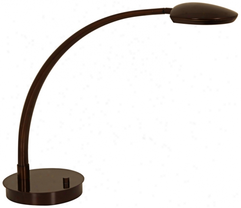 Mondoluz Pelle Bend Bronze Round Base Led Desk Lamp (v1527)