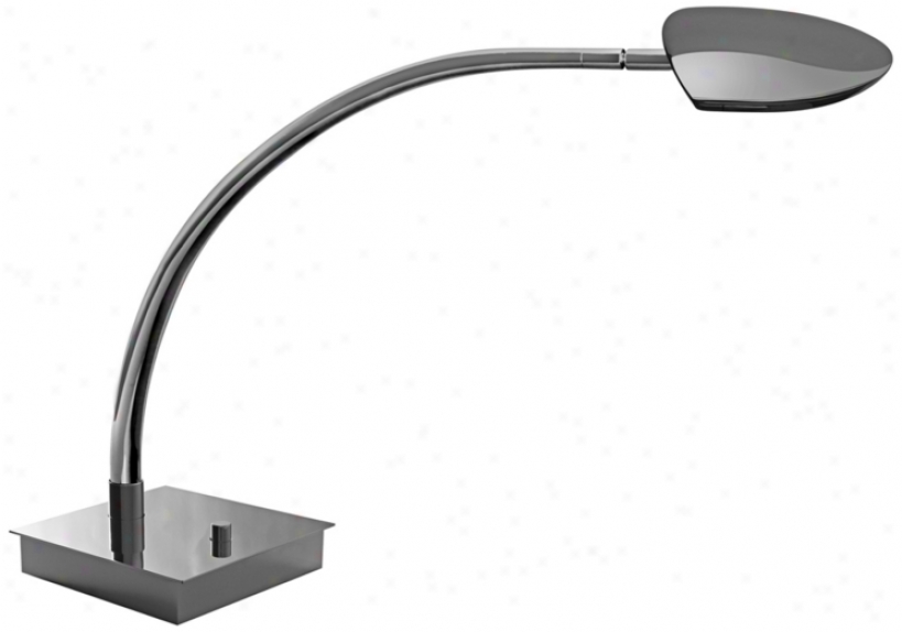 Mondoluz Pelle Curve Chromium Square Base Led Desk Lamp (v1571)