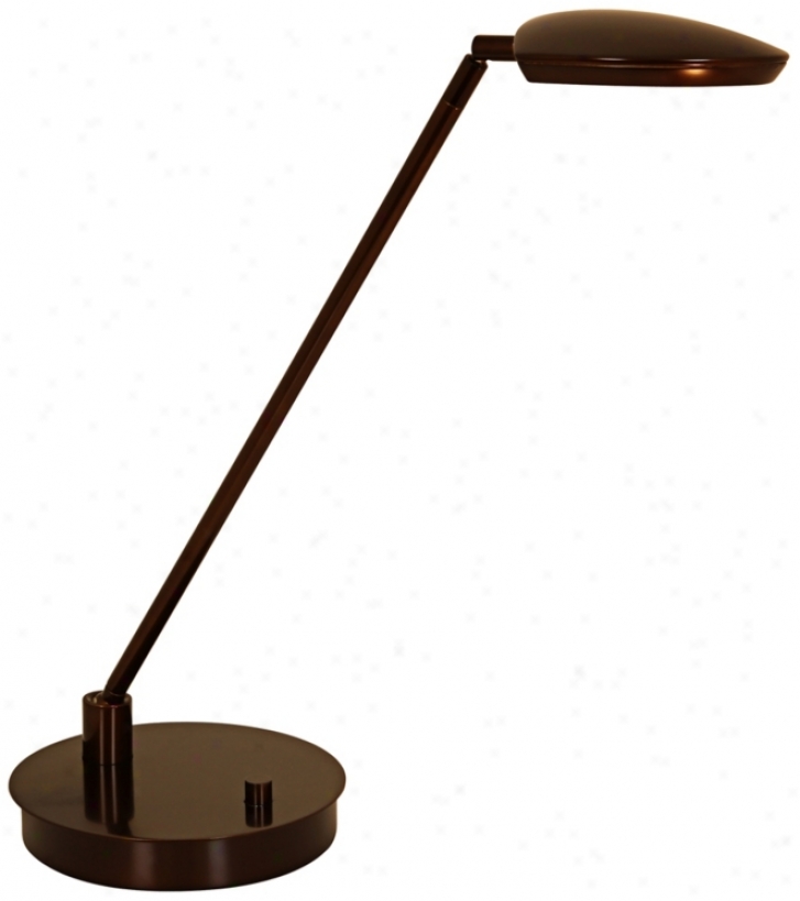 Mondoluz Pelle Straight Bronze Round Base Led Desk Lamp (v1479)