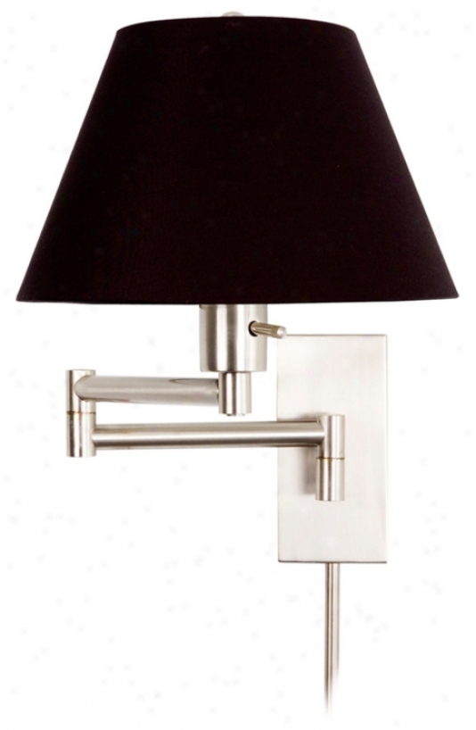 Monroe Ii Black Shade Plug-in Swing Arm Wall Light (h1402)