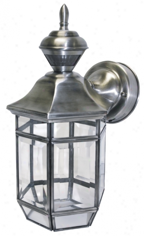 Motion Sensor 13 3/8" High Antique Silver Outdoor Light (34659)