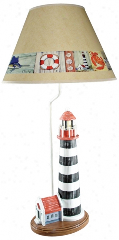 Nantucket Lighthouse Nautical Lamp With Paul Brent Shade (g0608)