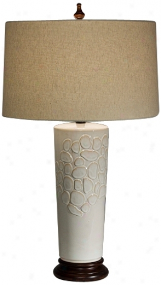 Natural Light Ambrosia Ceramic And Wood Table Lamp (p5227)