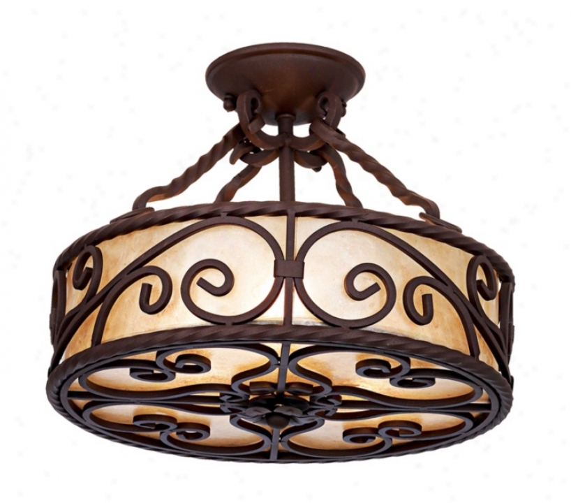 Natural Mica Collection 15" Wide Iron Ceiling Ligyt Fixture (91582)