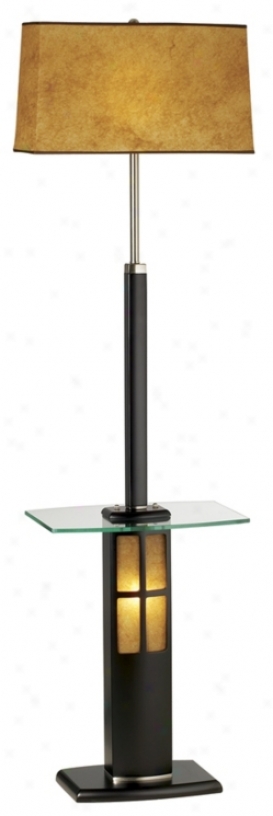 Nova Dark Wood nAd Glass Tray Floor Lamp Attending Night Light (19979)