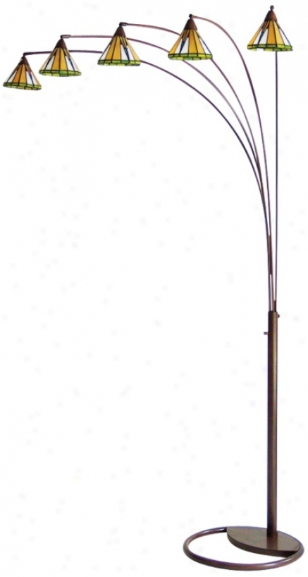 Nova Mission Tiffany Style Five Light Arc Floor Lamp (00999)