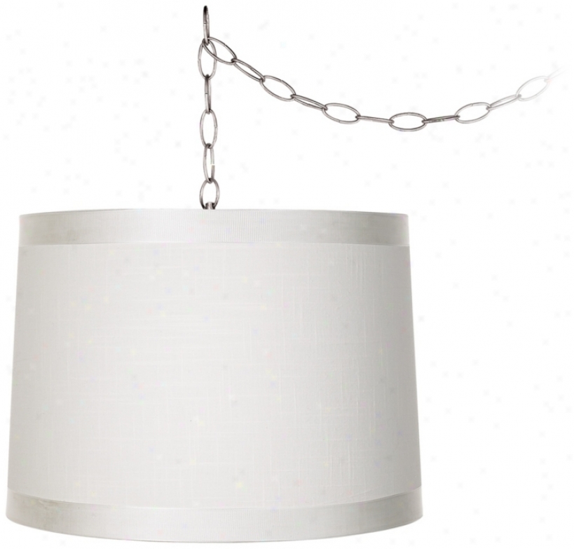 Off-white Drum 14" Wide Brushed Armor Swag Chandelier (w2813-r0145)