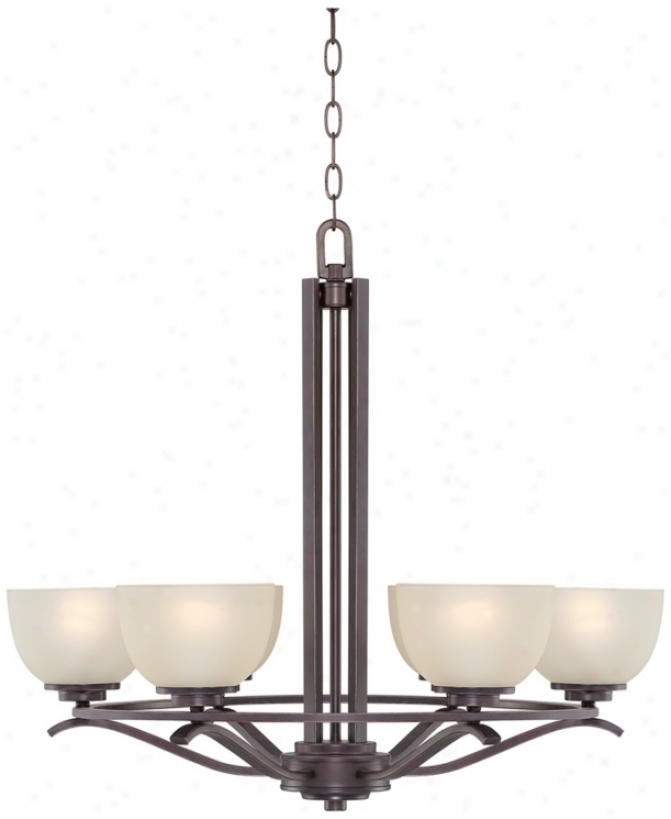 Oil Bronze Finish With Cream Glass 6-light Chandelier (p4386)