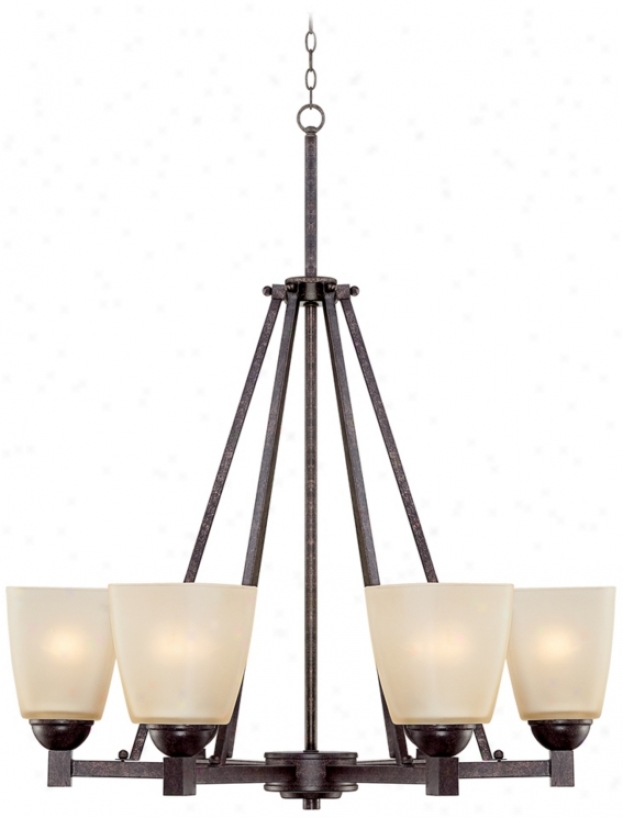 Oiled Bronze Finish Ceam Glass 25" Wide Chandelier (p4372)