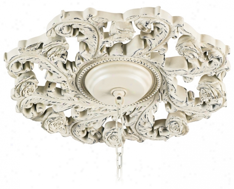 Old World 18" Wide Antique White Ceiling Medallion (90473)