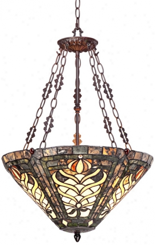 Olive 3-lighg 25" High Tiffany Style Art Glass Pendant Light (w3132)