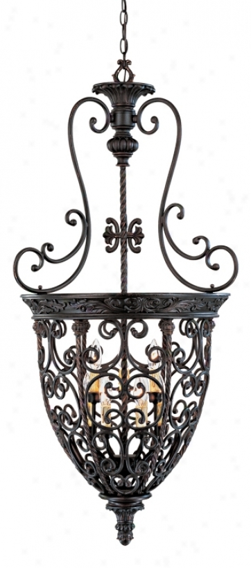 Open Scroll Czge Bronze Finish Nine Light Foyer Chandelier (03371)