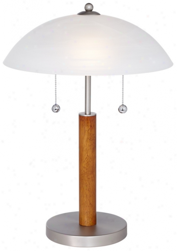 Orbital Brushed Steel And Wood Table Lamp (00121)