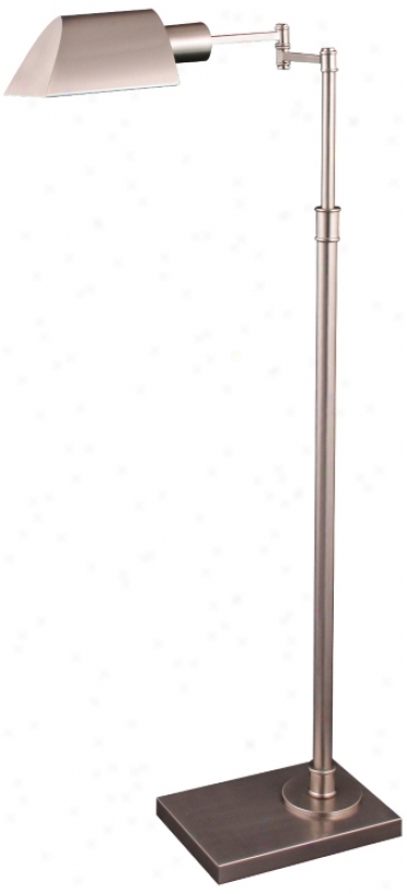 Orland Satin Nickel Adjustable Swing Arm Pharmacy Floor Lamp (v0556)